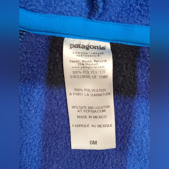 Patagonia Swirly Top Fleece Button Up Jacket Blue Plaid Size 0 Months NB - Picture 9 of 10